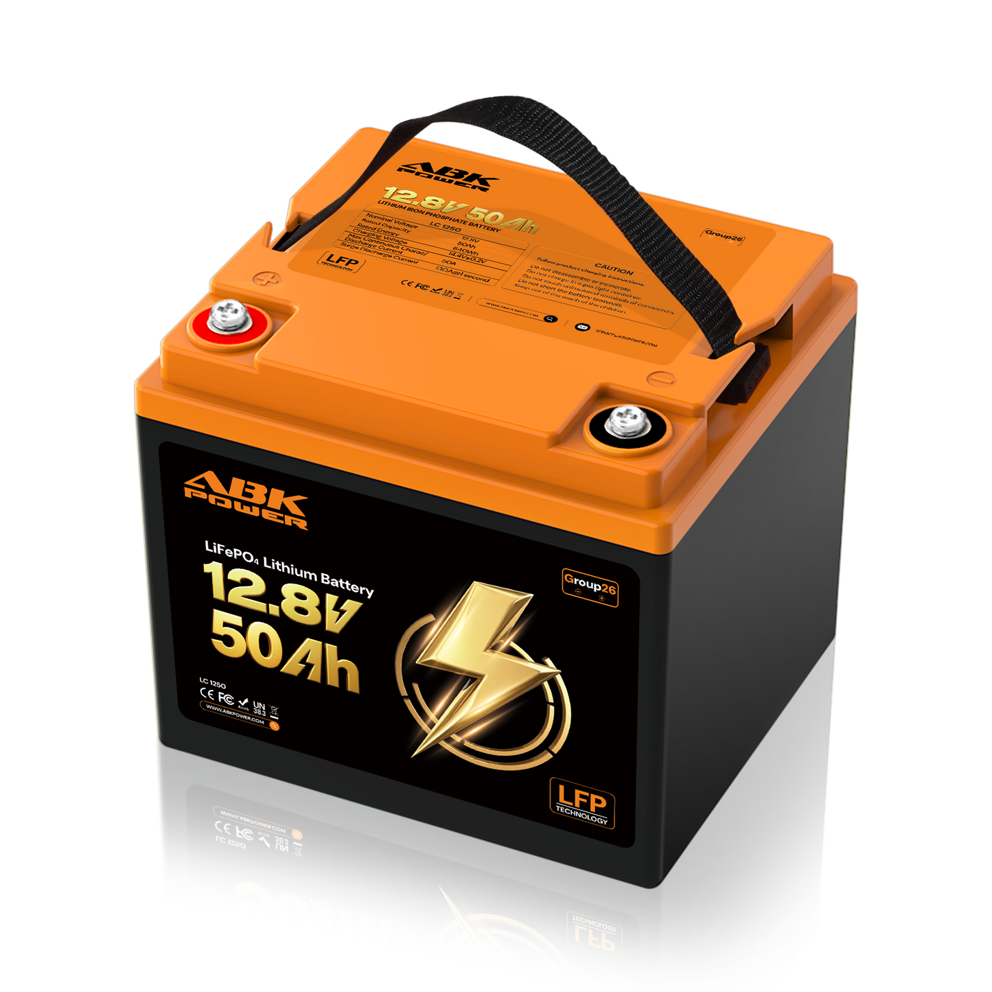 ABKpower 12V 50Ah Lithium Battery for Marine, RV with Low-Temp Protection