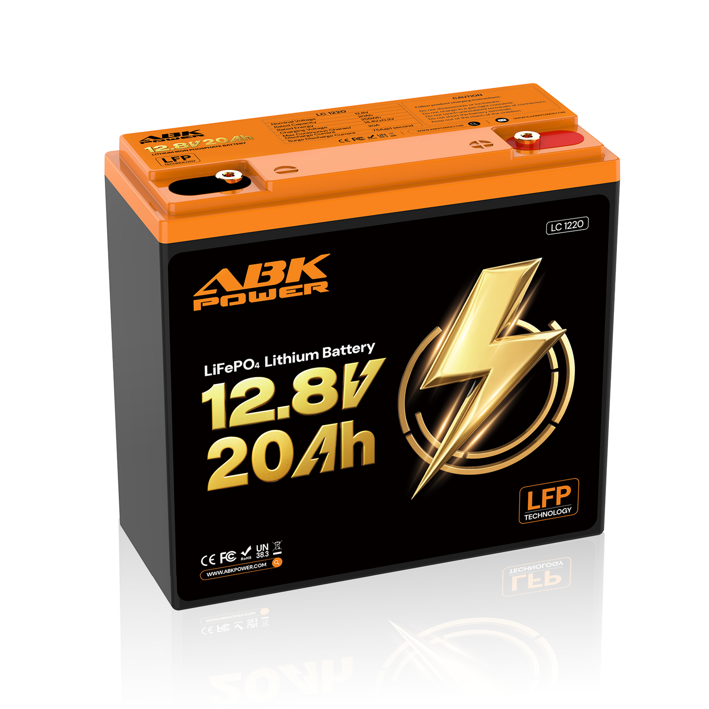 ABKpower 12V 20Ah LiFePO4 Battery, 256Wh Lithium Deep Cycle Rechargeable Battery