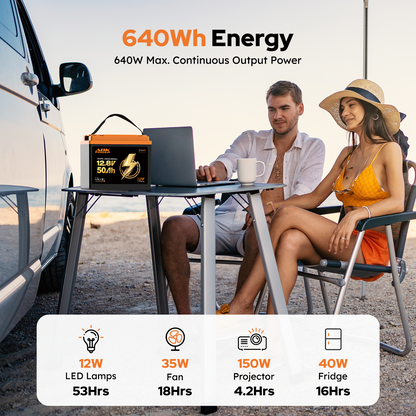ABKpower 12V 50Ah Lithium Battery for Marine, RV with Low-Temp Protection